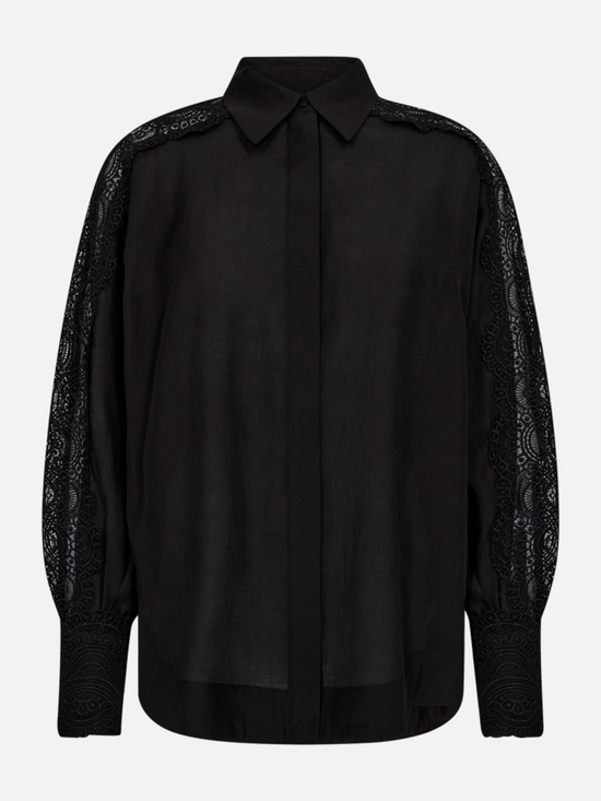 COPENHAGEN MUSE CMMolly Shirt Lace Sleeves - Black / S - Bluse