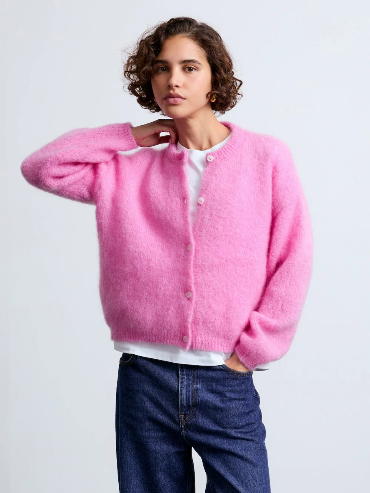 SURPRISE PARIS Olivia Mohair Cardigan - Pink / 36/38 - Strick