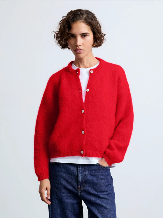 SURPRISE PARIS Olivia Mohair Cardigan - Red / 36/38 - Strick