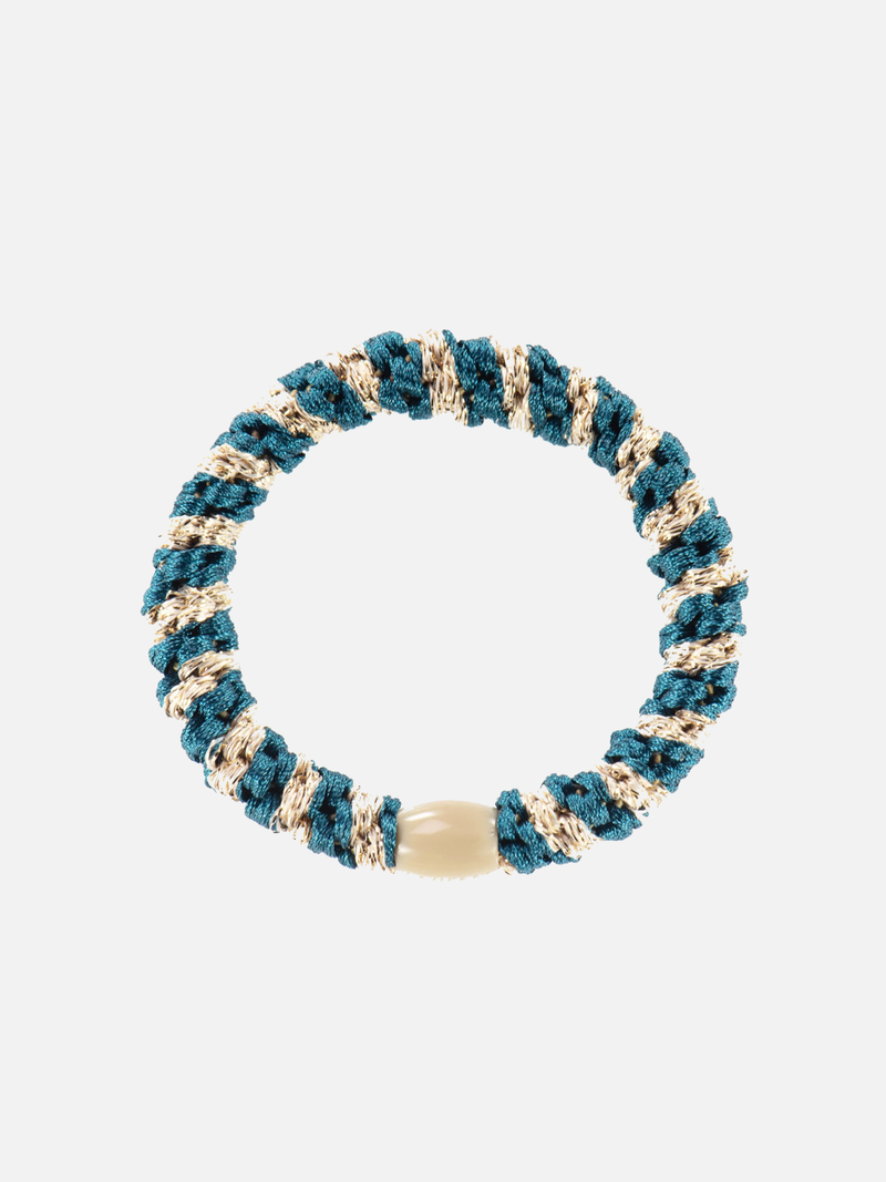 KKNEKKI Hair Tie Mix - Light Petrol - Beige Glitter - Scrunchie