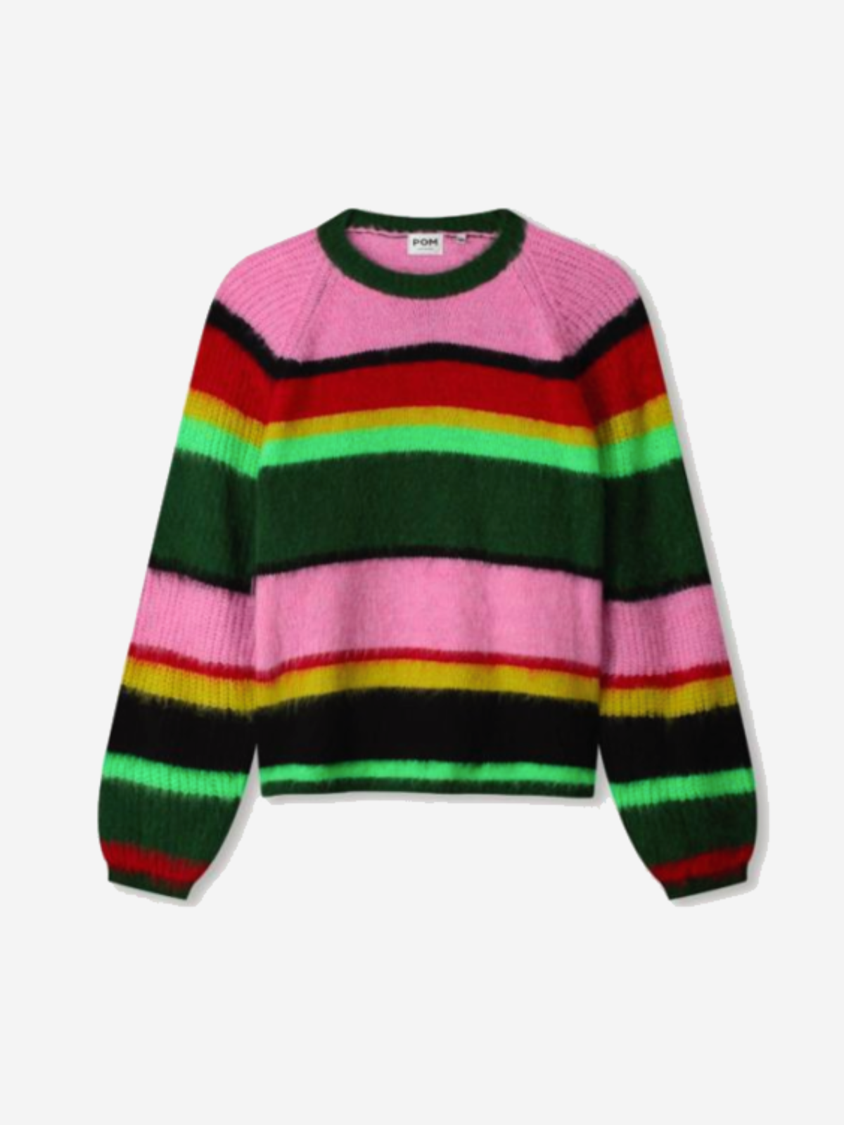 POM Brushed Stripes Green Pullover - 36 - Strick