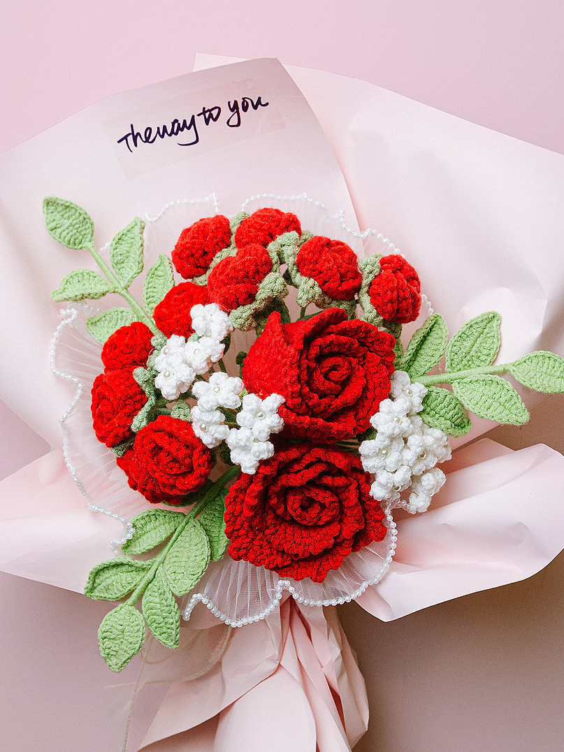 Handmade Crochet Flower - Red Rose - Diverses