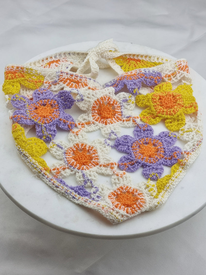 Crochet Headscarf - Flower Bouquet - Schal