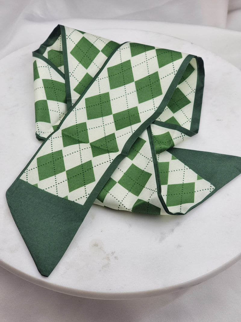 Thin Green Scarf - Checked - Schal