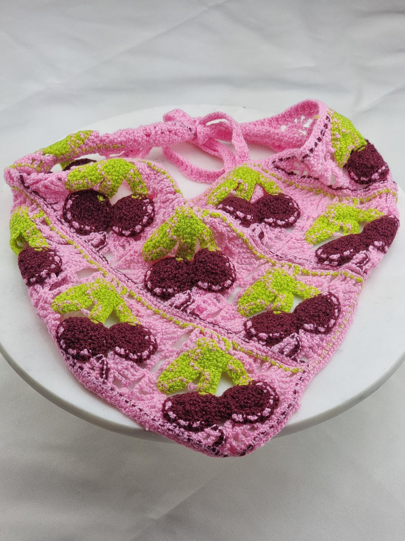Crochet Headscarf - Cherries - Schal