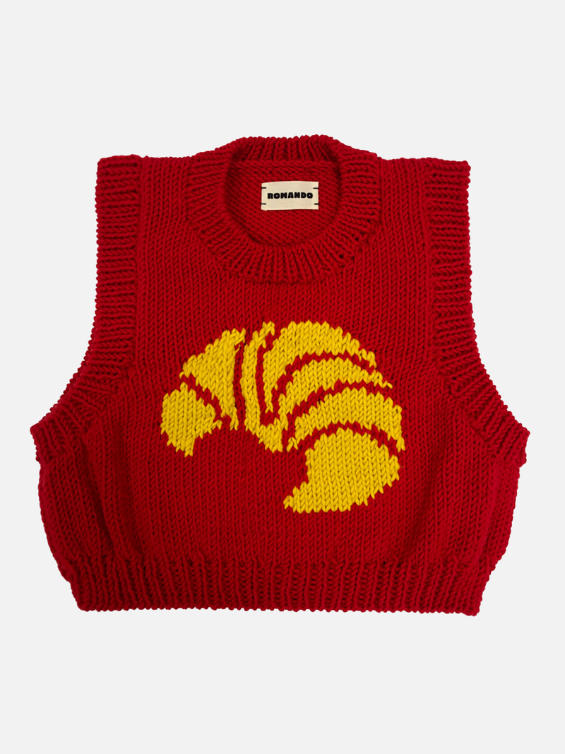 ROMANDO Croissant Sweater Red/Yellow - Strick