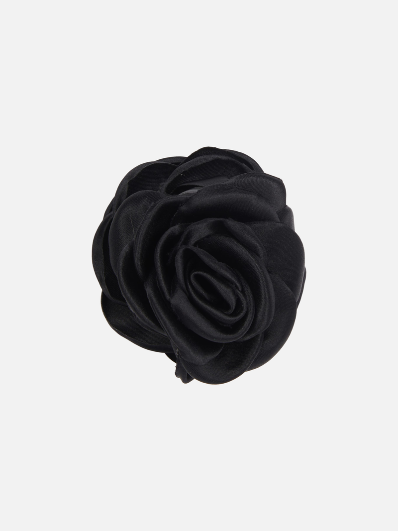 Small Satin Rose Claw - Black - SPANGE
