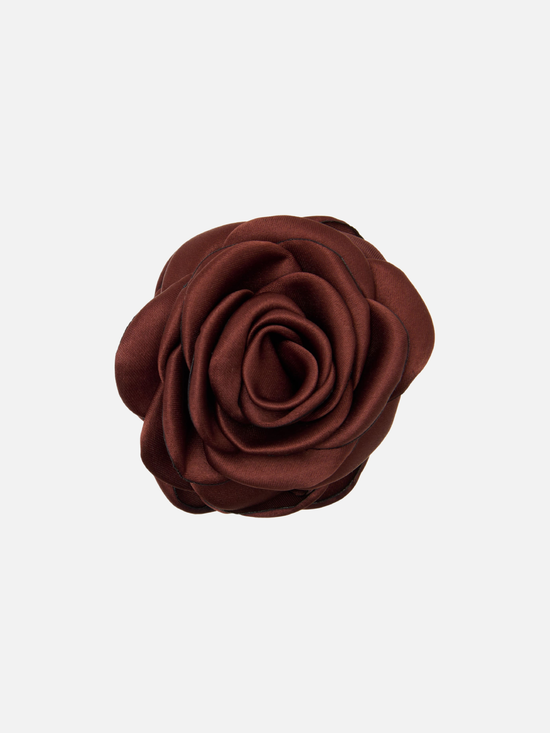 Small Satin Rose Claw - Chocolate - SPANGE
