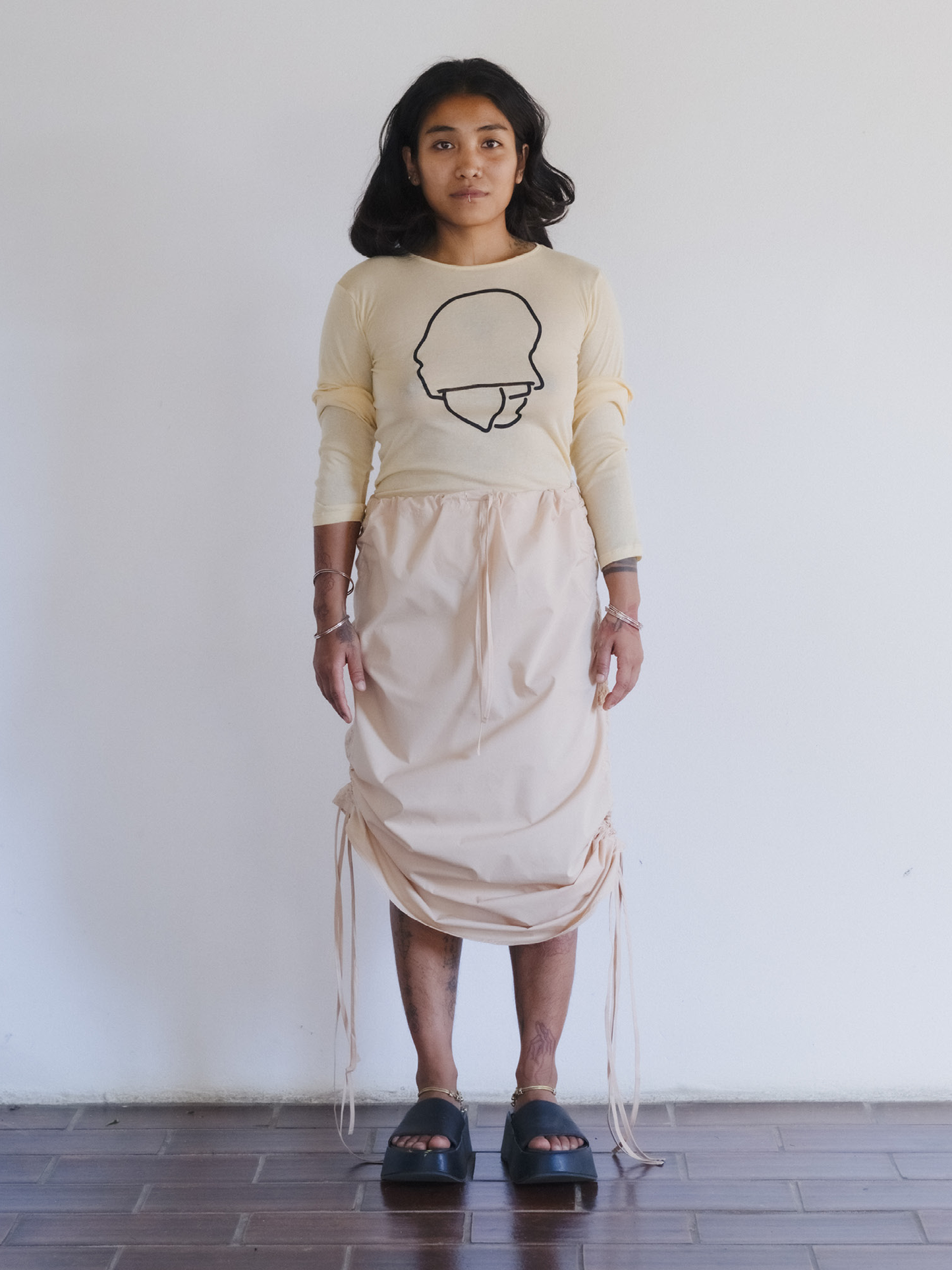 BASERANGE Pictorial Skirt Andradita Sand