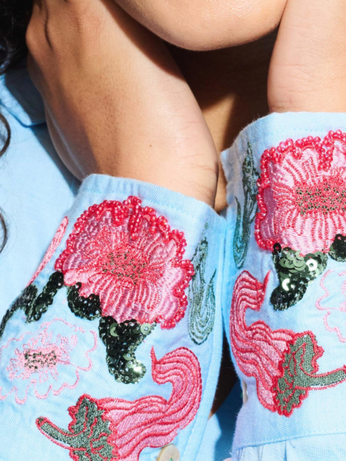 POM Sky Blue Melange Blouse - Bluse