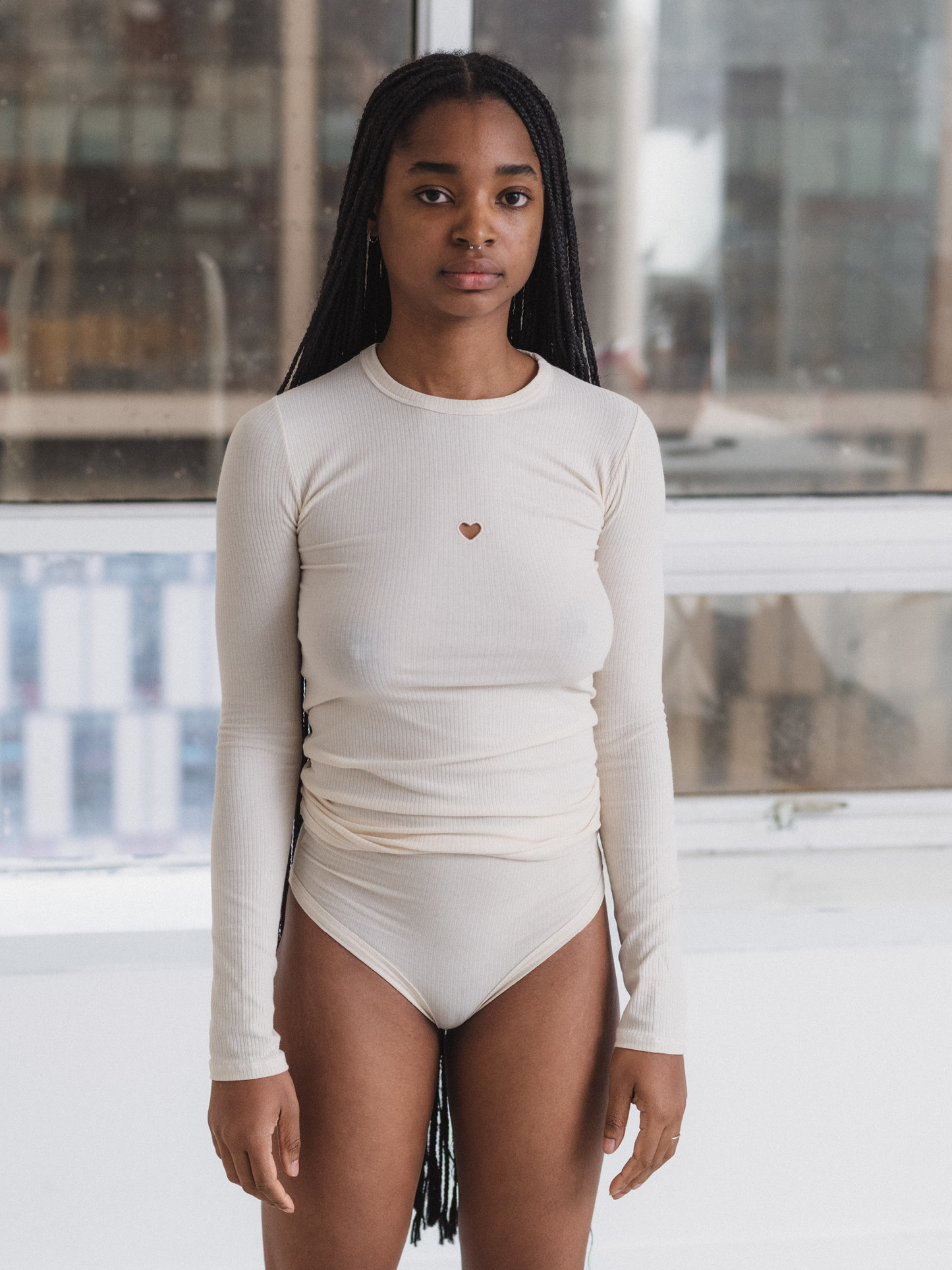 BASERANGE Heart Long Sleeve Tee Undyed