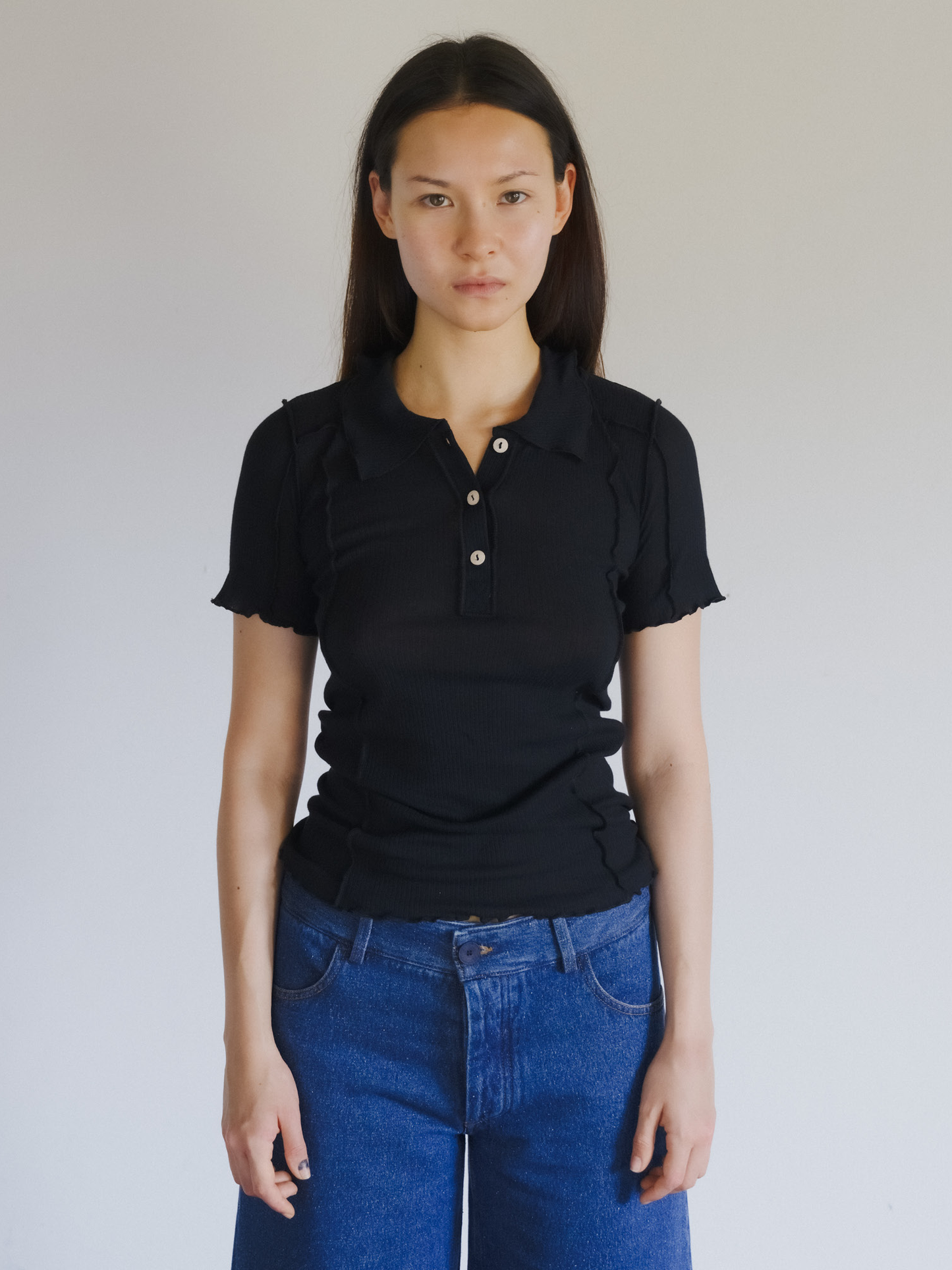 BASERANGE Omato Polo T-Shirt Black