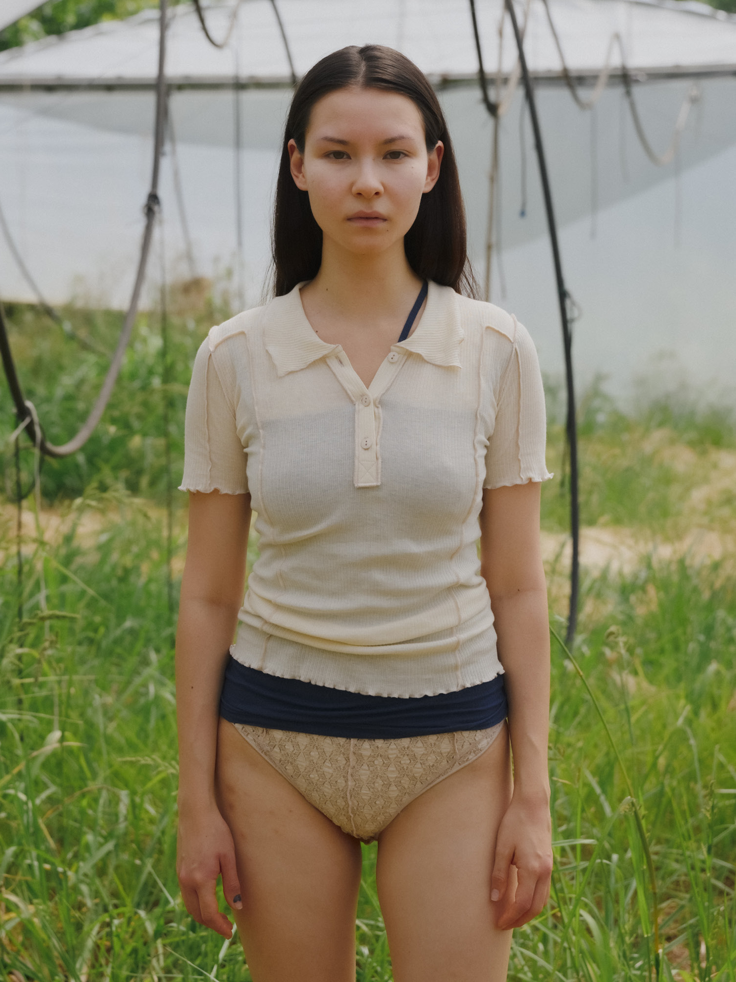 BASERANGE Omato Polo T-Shirt Off-White