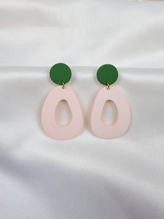 Statement Earrings Green and Pink