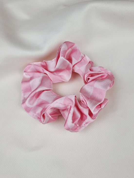 Load image into Gallery viewer, Checked Satin Scrunchie
