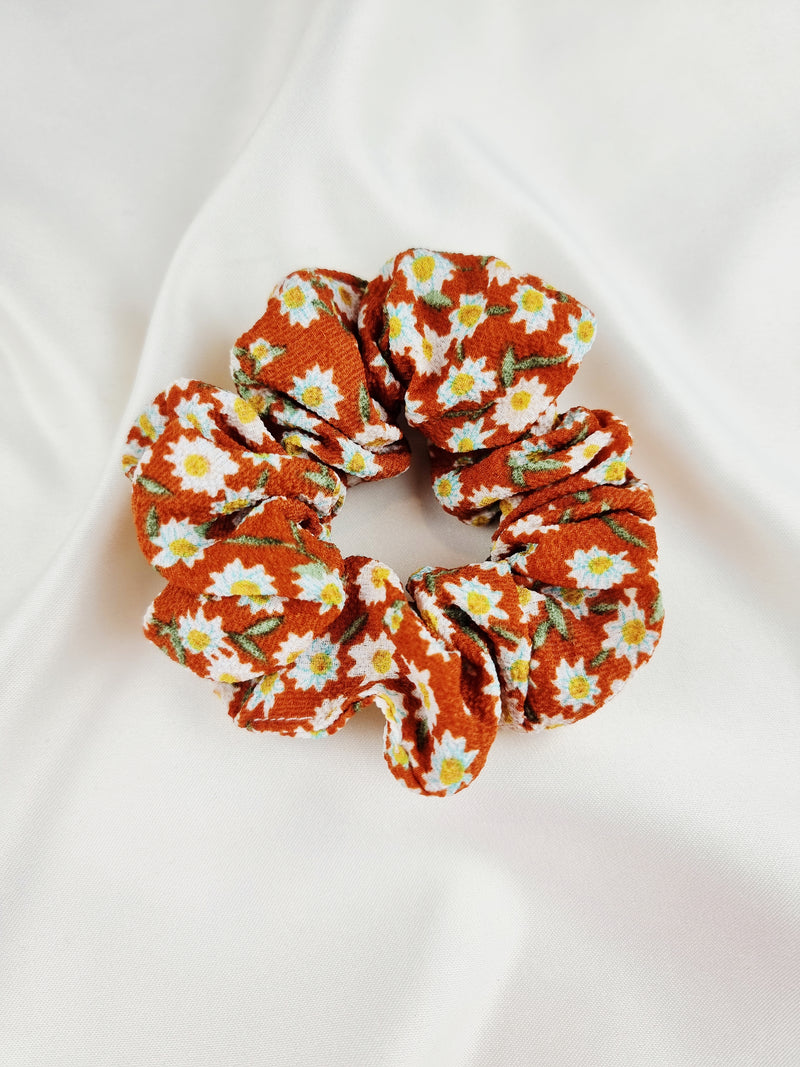 Flower Cotton Scrunchie - Orange - Scrunchie