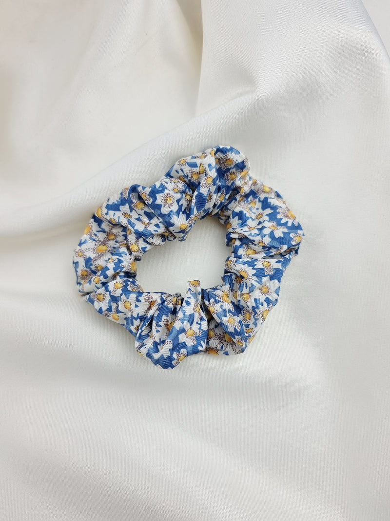 Flower Cotton Scrunchie - Blue - Scrunchie
