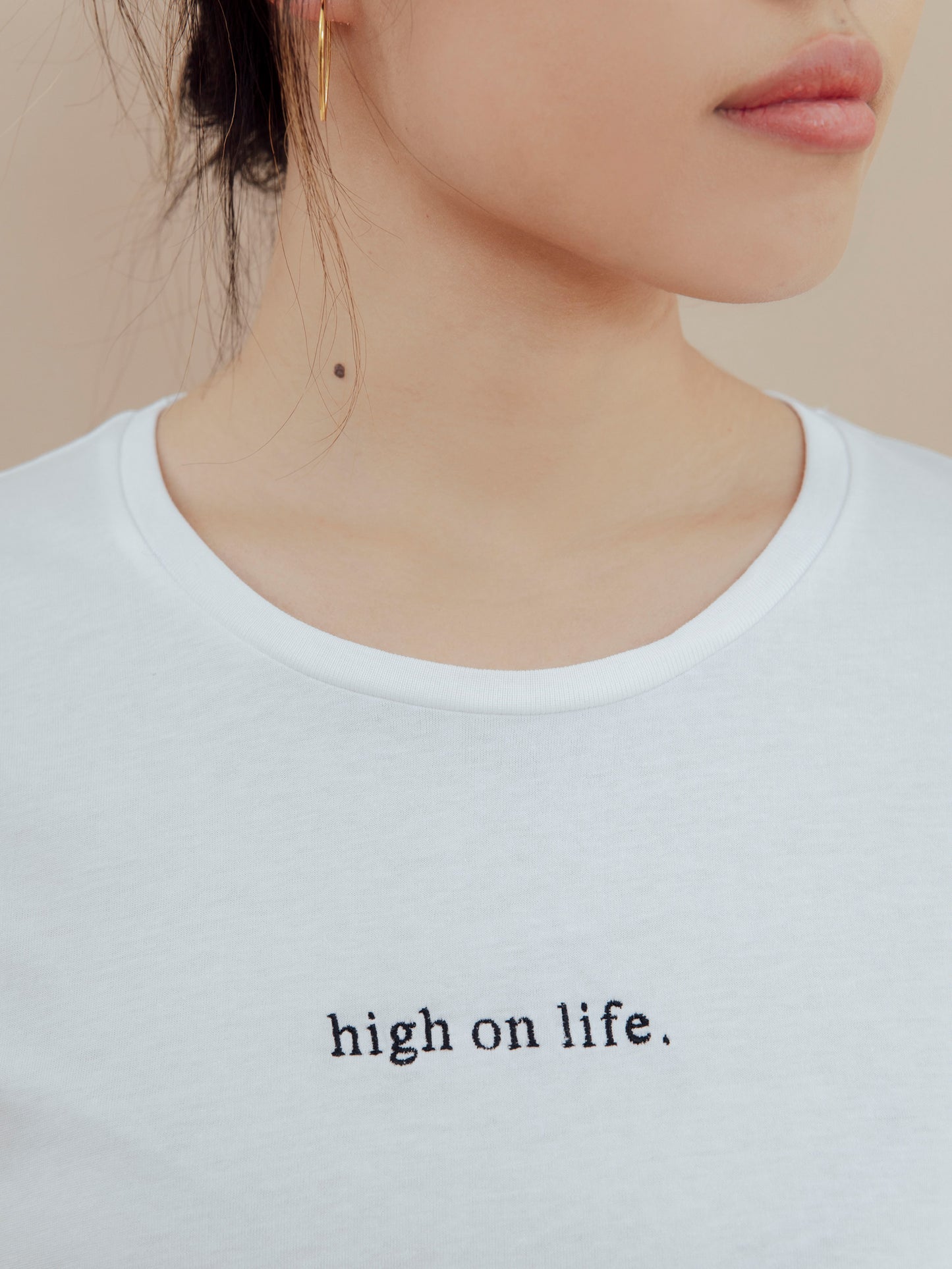 KITSCH BITCH High on Life Embroidery Roll Up T-Shirt