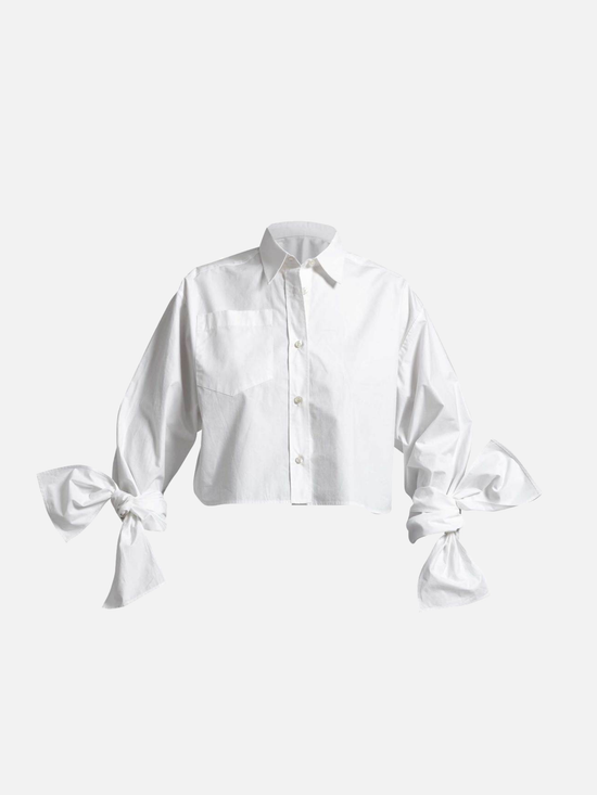 JANA WIELAND Bow Sleeve Crop Shirt / Paper White M