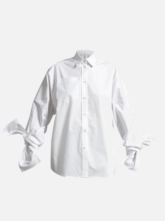 JANA WIELAND Dawn Bow Sleeve Shirt / Paper White M - Hemd