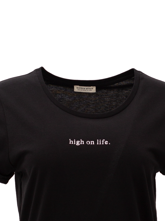KITSCH BITCH High on Life Embroidery Roll Up T-Shirt