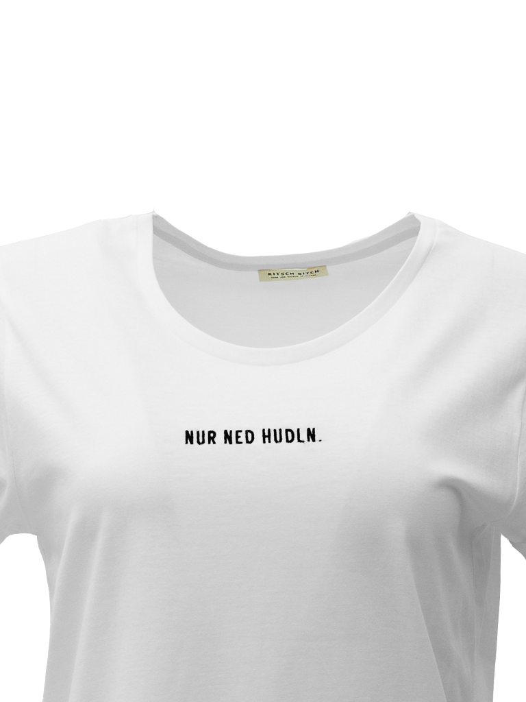 Load image into Gallery viewer, KITSCH BITCH Nur ned Hudln Embroidery Roll Up T-Shirt

